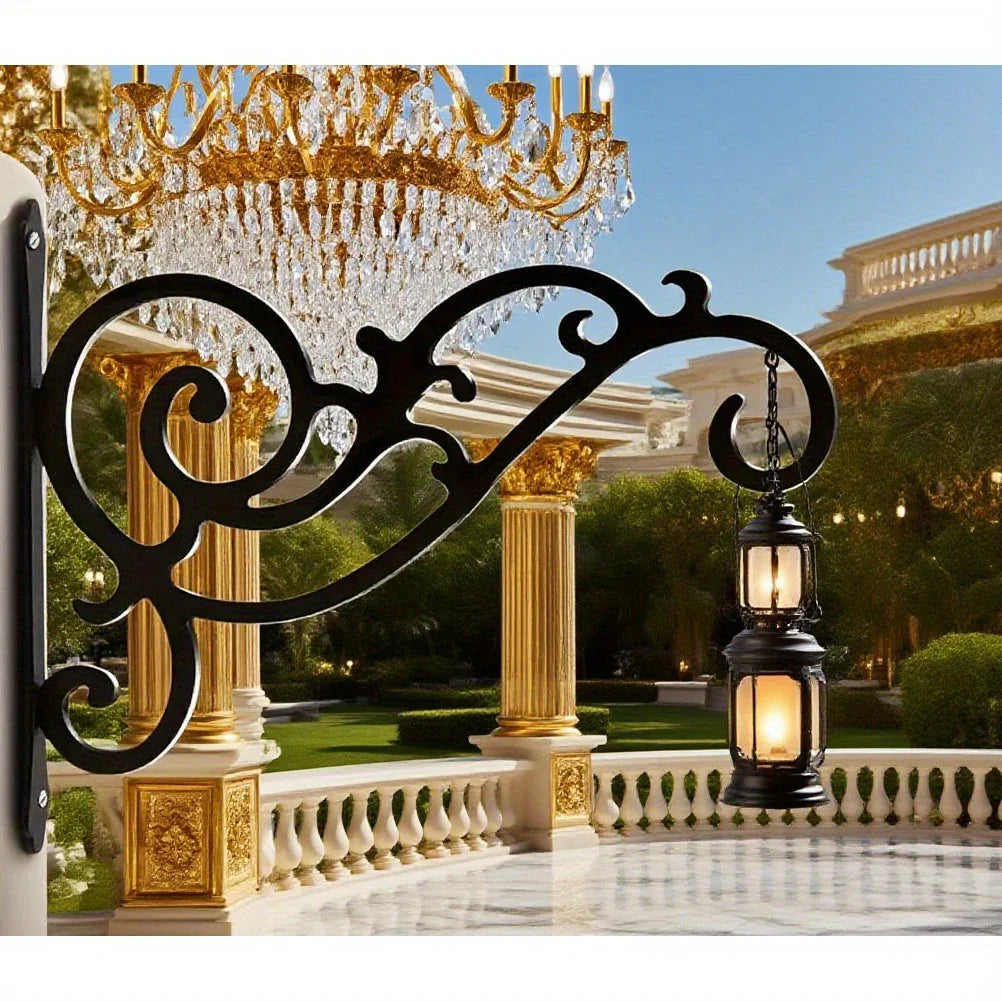 [Elegant Swirl Hooks] 2pcs or 4pcs Black Iron Hooks - Elegant Swirl Design Metal Bracket for Hanging Plants, Lanterns, And Wind Chimes | Indoor And Outdoor Home Decoration, Easy Installation House Of Avana