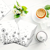 100-Pack White & Black Dandelion Biodegradable Napkins - 6.5"x6.5" - House Of Avana