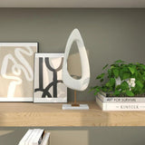 White Abstract Sculpture with Marble Stand - House Of Avana