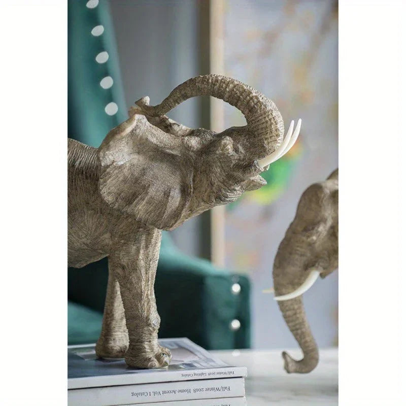 15x8x12" Tai Polyresin Elephant Accent, Trumpeting - House Of Avana