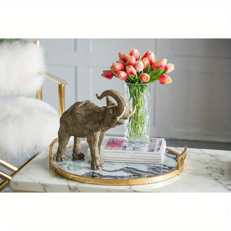 15x8x12" Tai Polyresin Elephant Accent, Trumpeting - House Of Avana