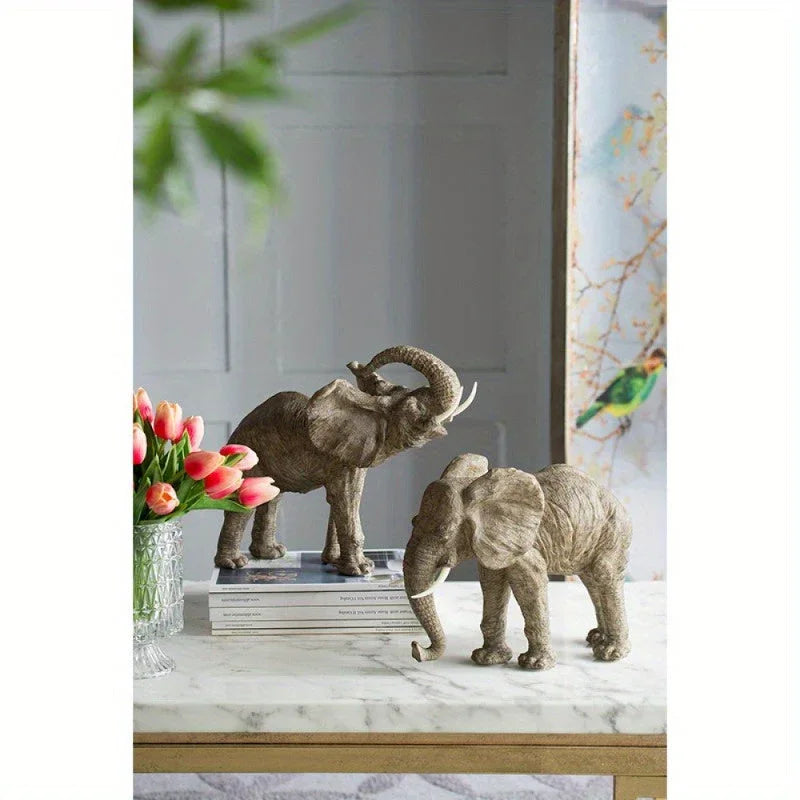 15x8x12" Tai Polyresin Elephant Accent, Trumpeting - House Of Avana