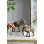 15x8x12" Tai Polyresin Elephant Accent, Trumpeting - House Of Avana