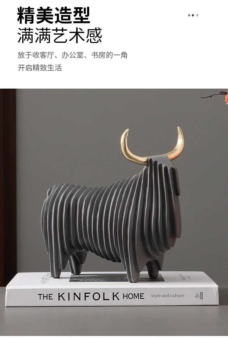 Elephant Figurine - Abstract Striped Decor, close-up view - House Of Avana