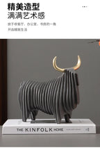 Elephant Figurine - Abstract Striped Decor, close-up view - House Of Avana