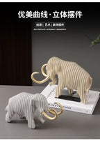 Elephant Figurine - Abstract Striped Decor, dimensions view - House Of Avana