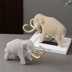 Elephant Figurine - Abstract Striped Decor, side view - House Of Avana