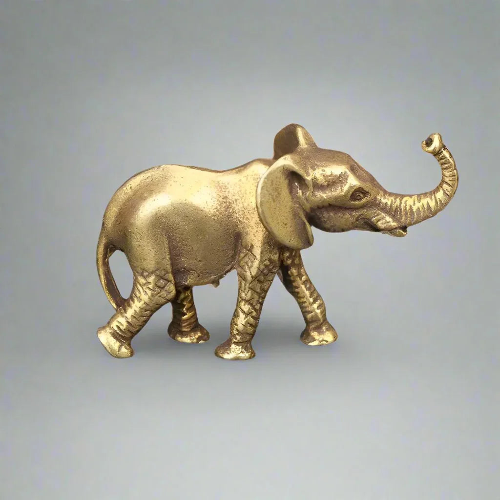 Antique Miniature Elephant Figurines, front view - House Of Avana