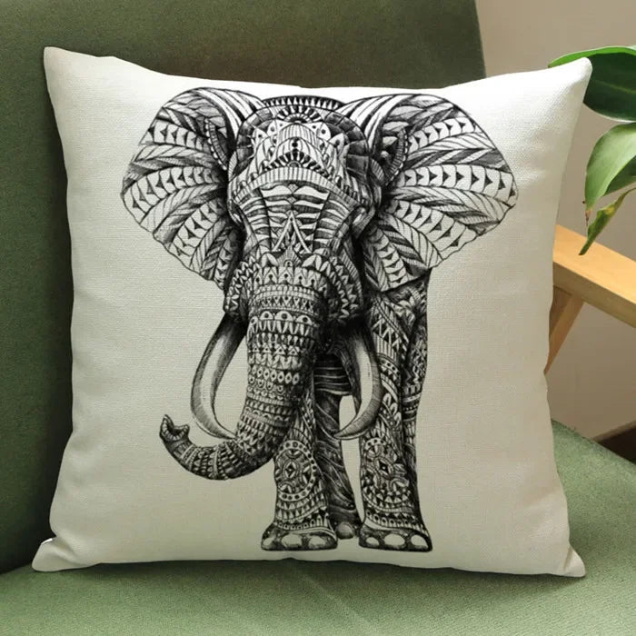 Wild Animal Style Decorative Cushion African Zebra Elephant Giraffe Cushion Square Throw Pillows Cotton... - House Of Avana
