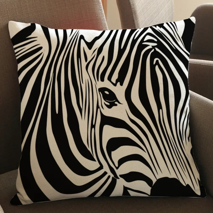 Wild Animal Style Decorative Cushion African Zebra Elephant Giraffe Cushion Square Throw Pillows Cotton... - House Of Avana