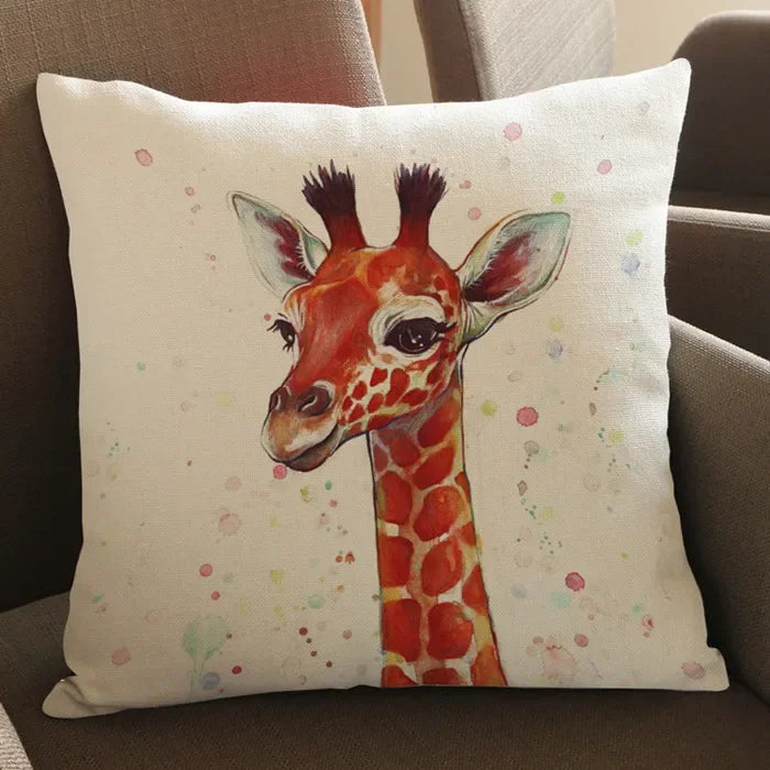 Wild Animal Style Decorative Cushion African Zebra Elephant Giraffe Cushion Square Throw Pillows Cotton... - House Of Avana