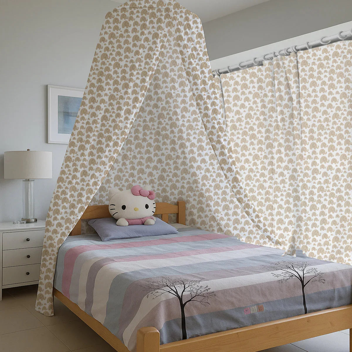 Cute Elephant Printed Canopy - House Of Avana