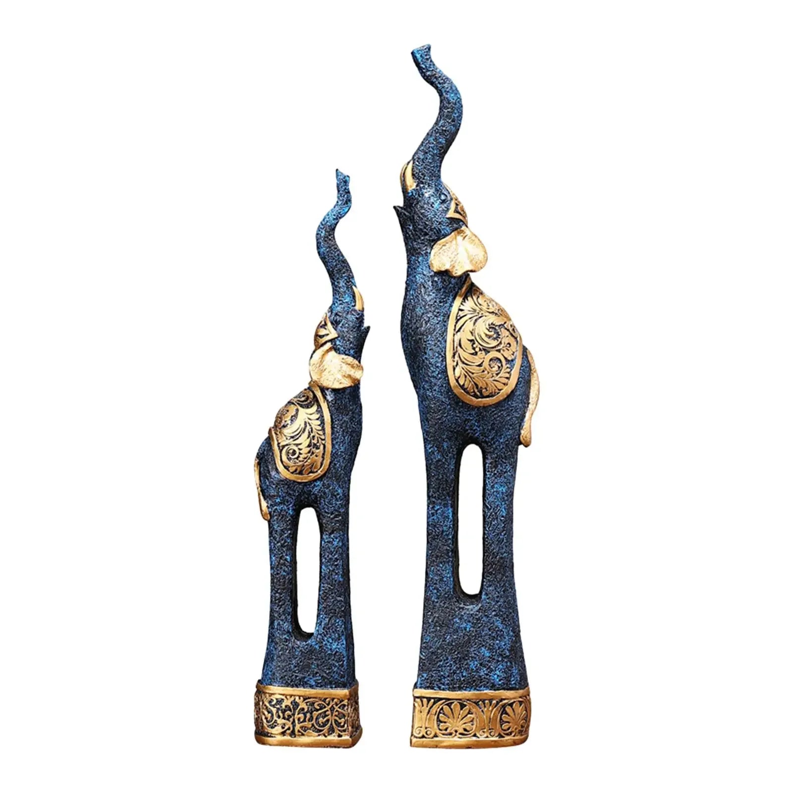 S Elephant Statues Resin Elephant Figurine Animal Sculpture Animal Sculpture Ornaments for Dorm - House Of Avana