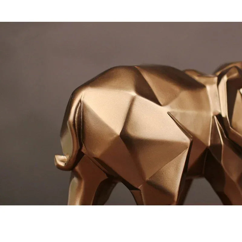 Home Decoration accessories Gift Geometric Resin Gold Elephant Sculpture Modern Abstract Black Elephant Statue Resin Ornaments - House Of Avana