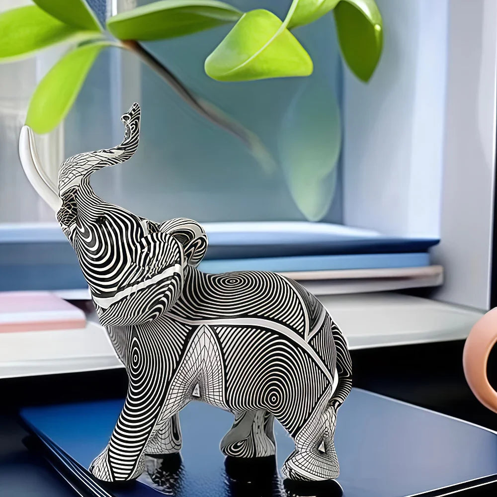 Modern Black Elephant Statue - House Of Avana