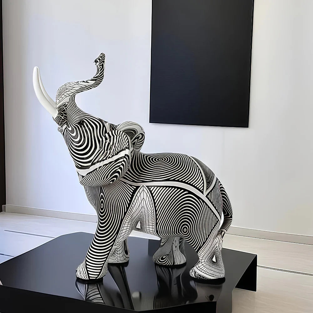 Modern Black Elephant Statue - House Of Avana