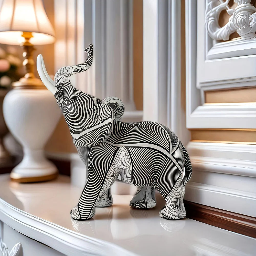 Modern Black Elephant Statue - House Of Avana