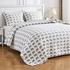 Elephants Cotton Flannel Quilt Set Mélange Home