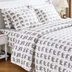 Elephants Cotton Flannel Quilt Set Mélange Home