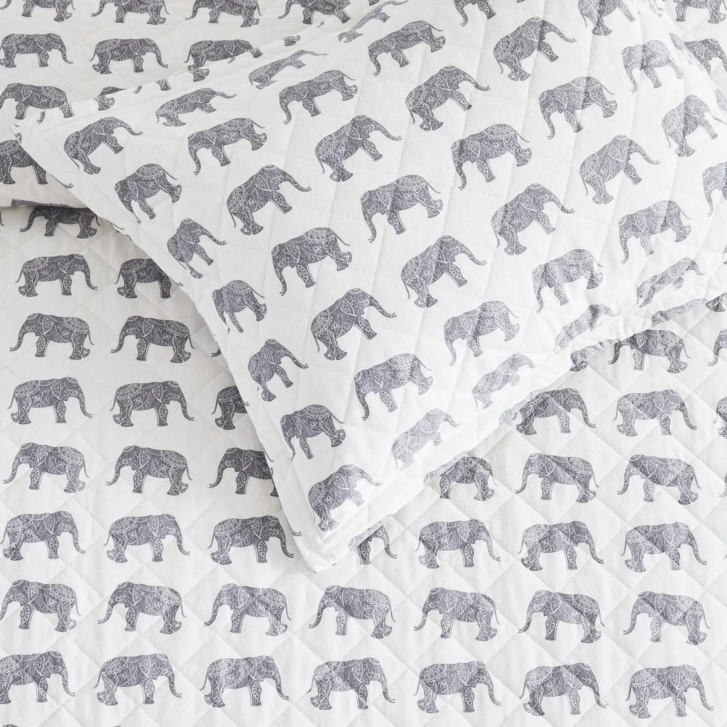 Elephants Cotton Flannel Quilt Set Mélange Home