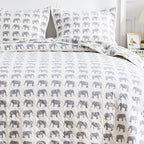 Elephants Cotton Flannel Quilt Set Mélange Home