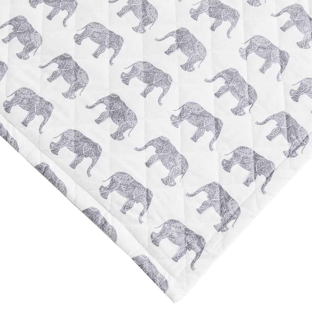 Elephants Cotton Flannel Quilt Set Mélange Home