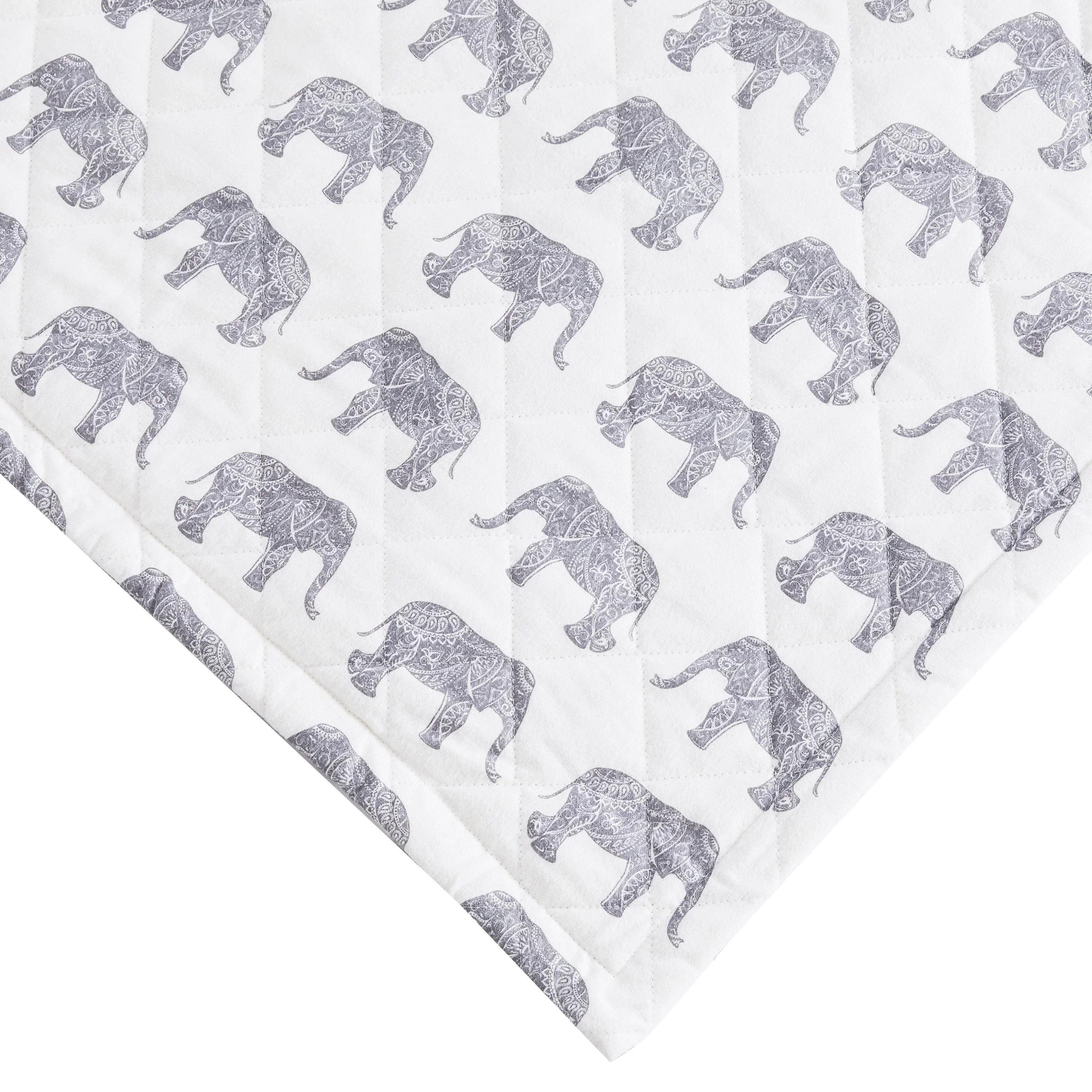 Elephants Cotton Flannel Quilt Set Mélange Home