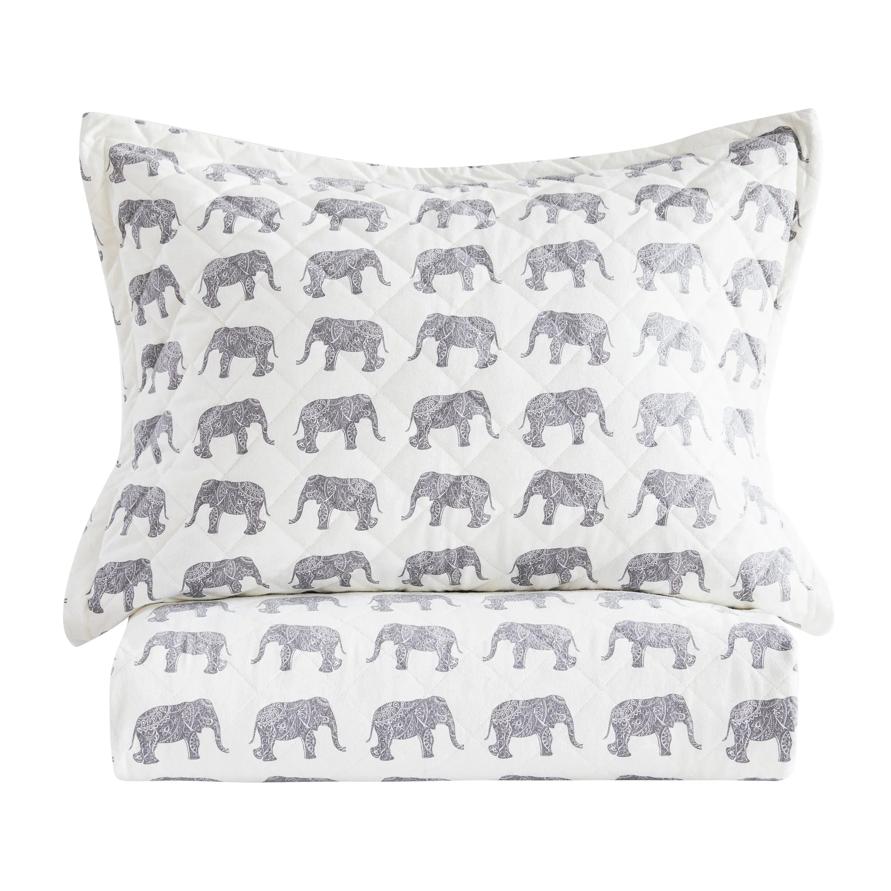 Elephants Cotton Flannel Quilt Set Mélange Home