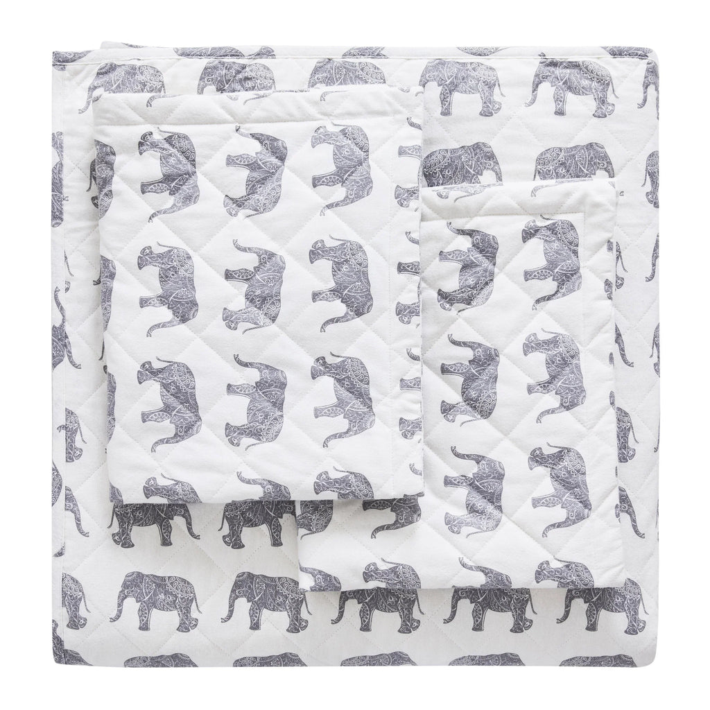Elephants Cotton Flannel Quilt Set Mélange Home