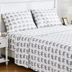 Elephants Flannel Sheet Set Mélange Home