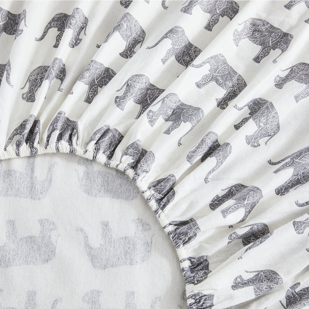 Elephants Flannel Sheet Set Mélange Home
