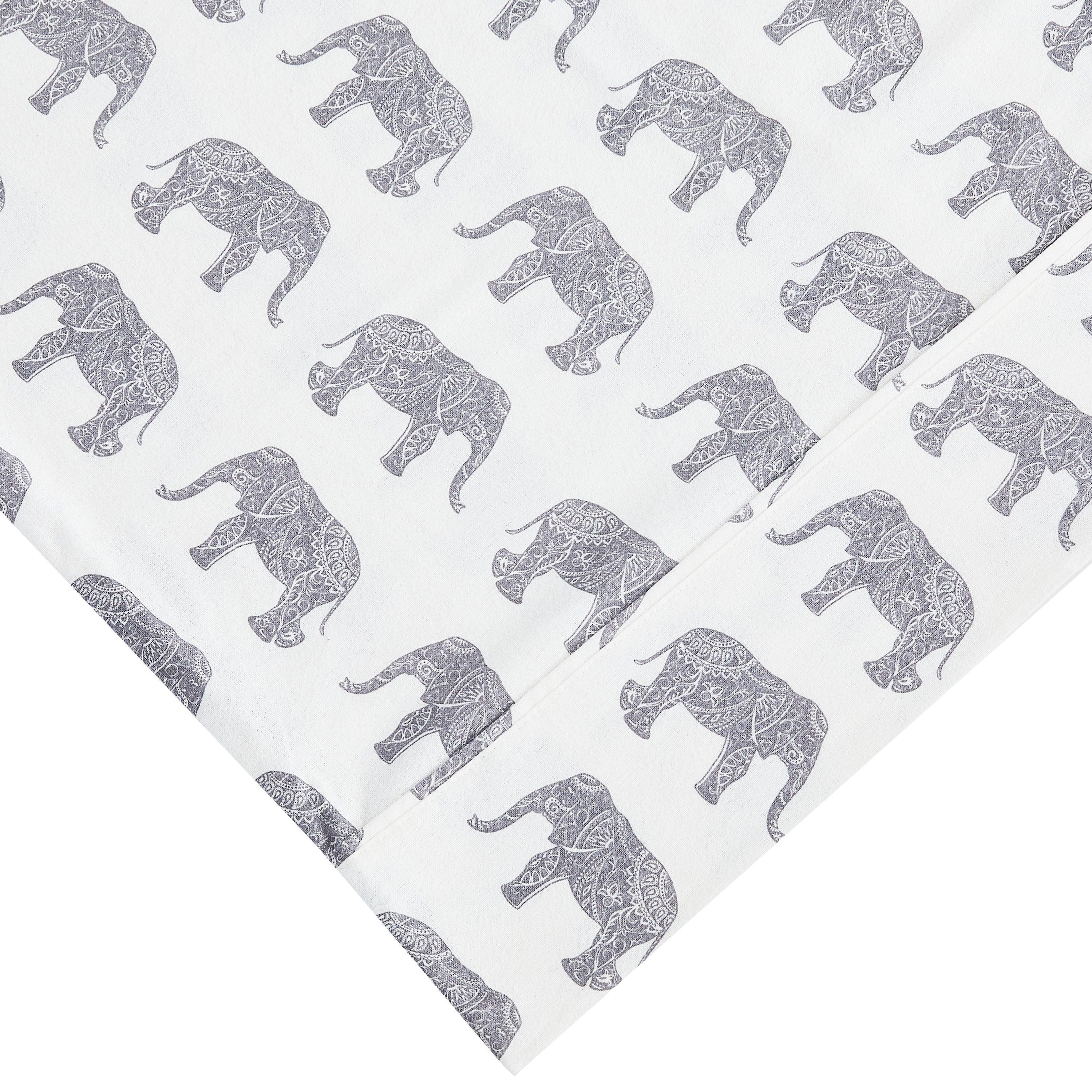 Elephants Flannel Sheet Set Mélange Home