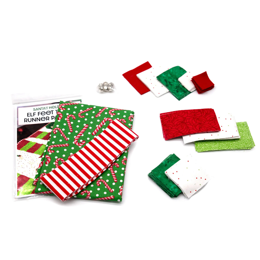 Elf Feet Christmas Table Runner Precut Quilt Kit Block Party Quilt Co