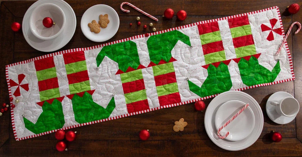 Elf Feet Christmas Table Runner Precut Quilt Kit Block Party Quilt Co
