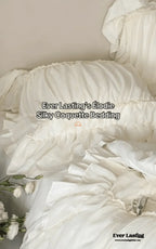Élodie Silky Coquette Ruffled Bedding Set / White Ever Lasting
