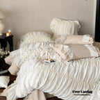 Élodie Silky Coquette Ruffled Bedding Set / White Ever Lasting