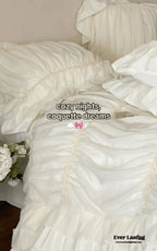 Élodie Silky Coquette Ruffled Bedding Set / White Ever Lasting