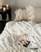 Élodie Silky Coquette Ruffled Bedding Set / White Ever Lasting