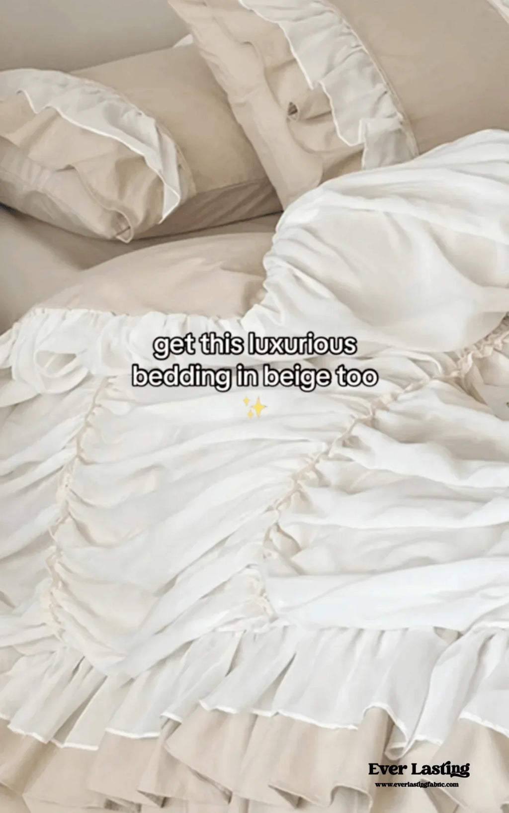Élodie Silky Coquette Ruffled Bedding Set / White Ever Lasting