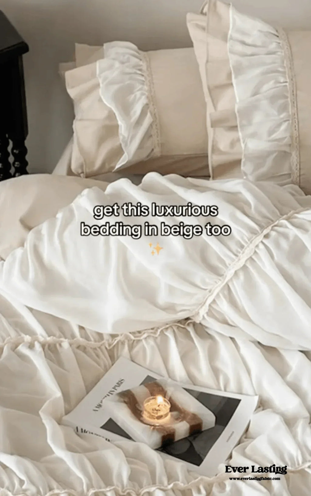 Élodie Silky Coquette Ruffled Bedding Set / White Ever Lasting