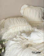 Élodie Silky Coquette Ruffled Bedding Set / White Ever Lasting