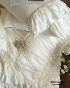 Élodie Silky Coquette Ruffled Bedding Set / White Ever Lasting