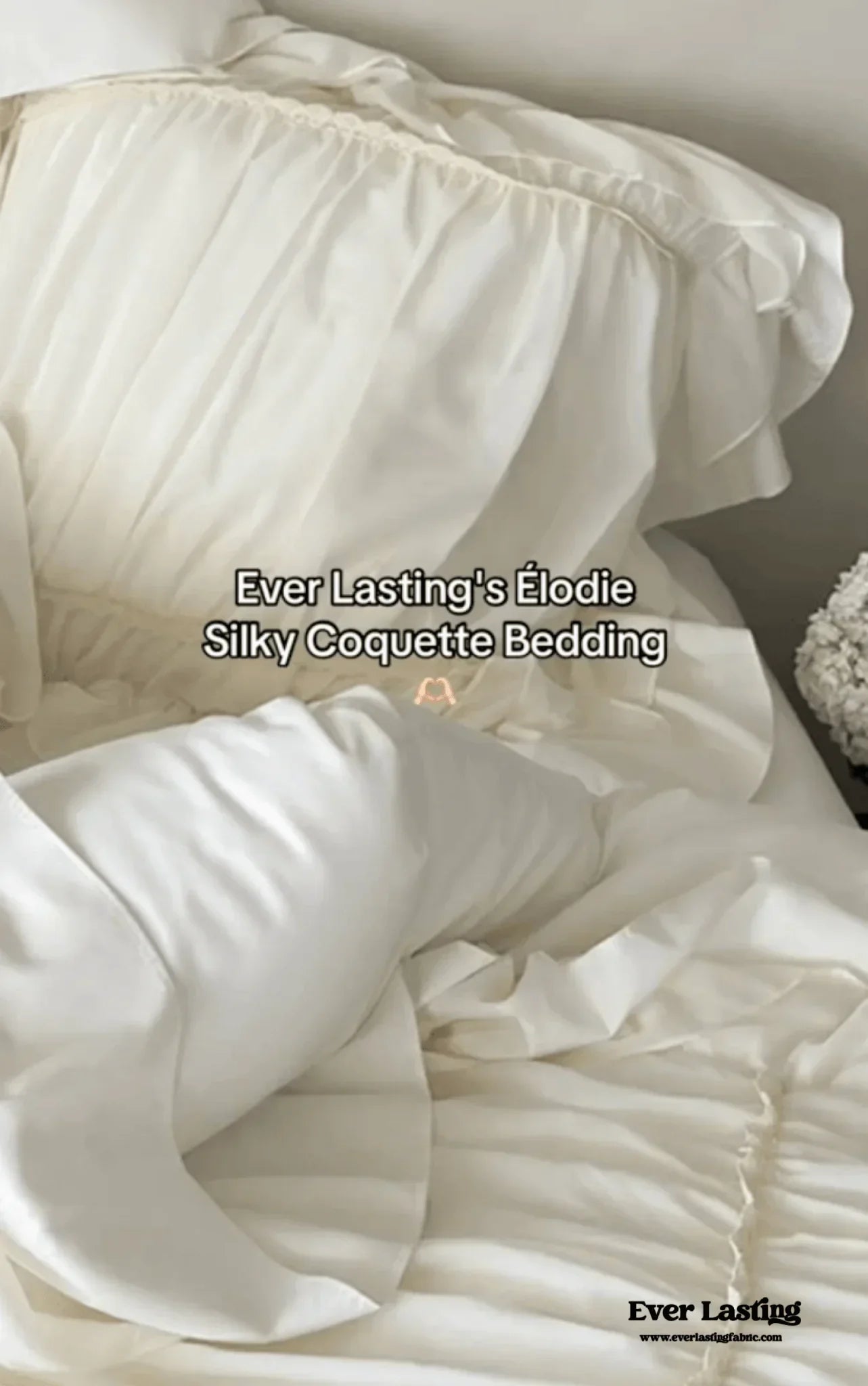 Élodie Silky Coquette Ruffled Bedding Set / White Ever Lasting