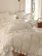 Embroidered Lace Ruffle Bedding Set / Pink Ever Lasting