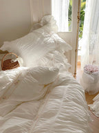 Embroidered Lace Ruffle Bedding Set / Pink Ever Lasting