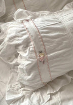 Embroidered Lace Ruffle Bedding Set / Pink Ever Lasting