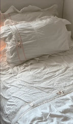 Embroidered Lace Ruffle Bedding Set / Pink Ever Lasting