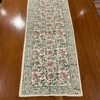 Emerald Green & Pink hand block cotton table runner | hand block printed table runners napkins table mats Jaipur handmade handicraft India natural colors | House of Avana