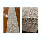 Emerald Green & Pink handmade 13-piece cotton table linen set | hand block printed table runners napkins table mats Jaipur handmade handicraft India natural colors | House of Avana [[SKU:HOA-TR-EGPK-009]]