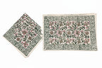 Emerald Green & Pink handmade 13-piece cotton table linen set | hand block printed table runners napkins table mats Jaipur handmade handicraft India natural colors | House of Avana